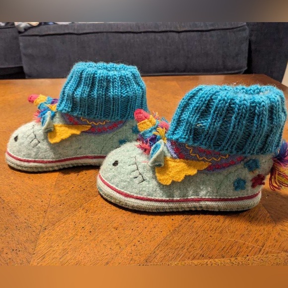 Haflinger Other - Garnet Hill Haflinger Blue Unicorn Boiled Wool Slipper Boots - Size 6 Little Kid